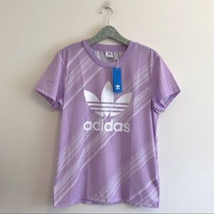 NWT Adidas Purple Trefoil Print Graphic Tee